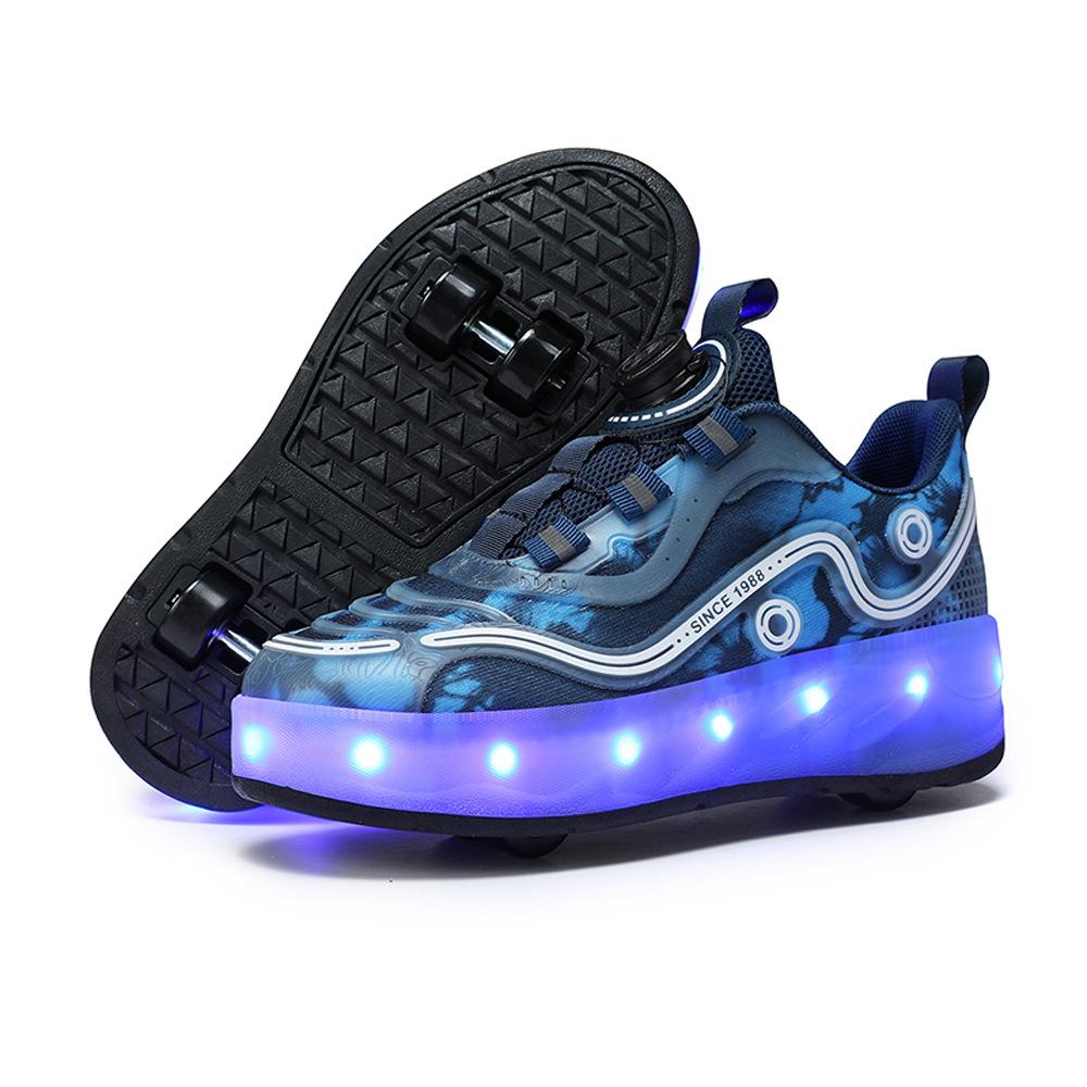 Runaway Shoes, Small Four-wheel Pulley Shoes, Student Sneakers, USB Charging Luminous Shoes, Boys and Girls