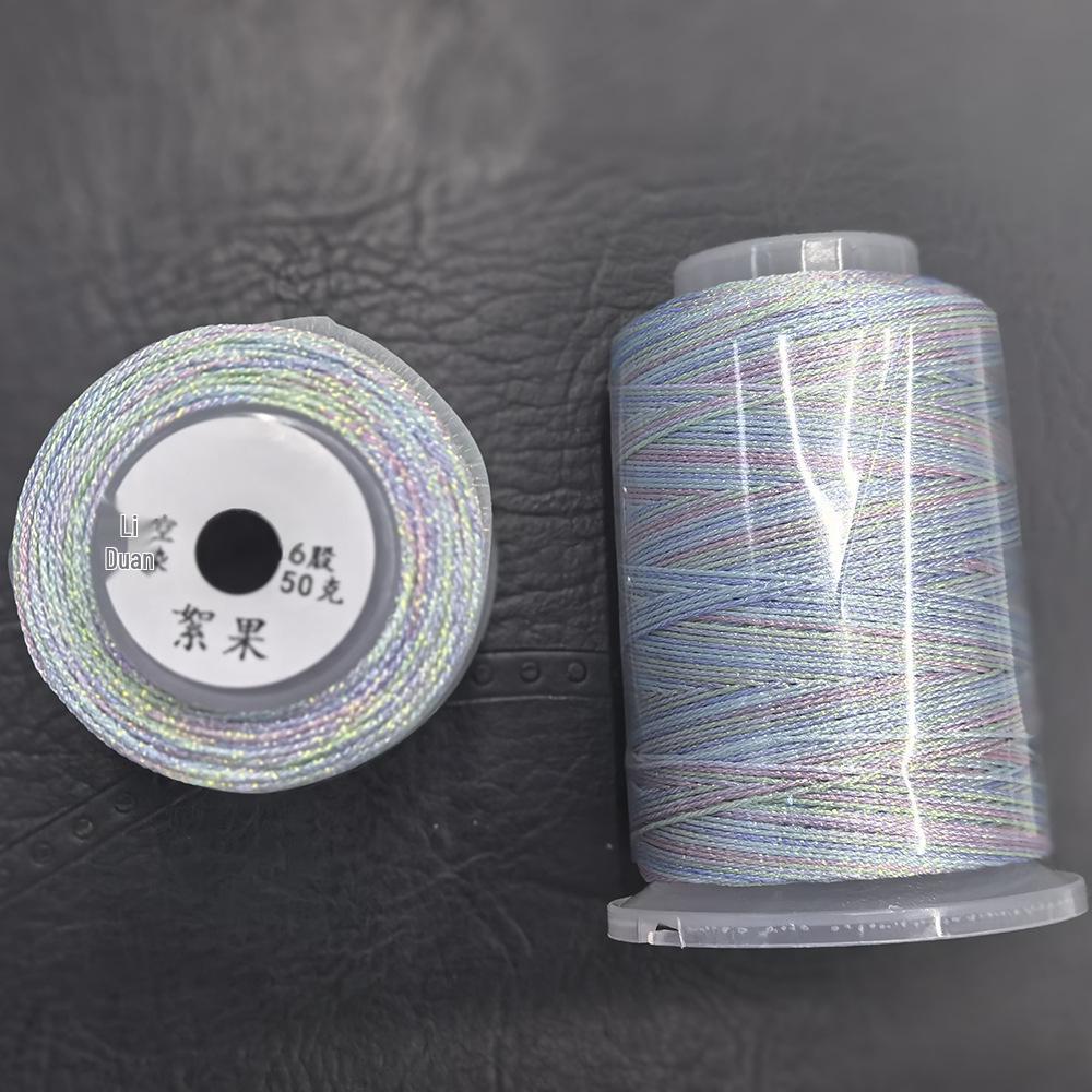 Starry Sky Gradient Yarn: 6-Strand Purple Illusion Tassel for DIY Bracelet & Handmade Weaving Accessories.