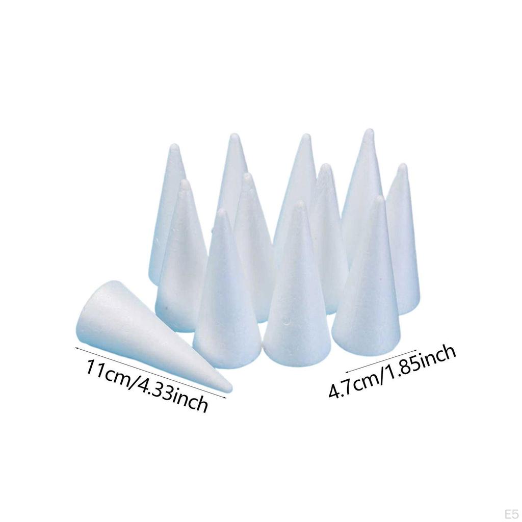 12 Pieces Craft Foam Cones Accessories Decors White Supplies for Activities DIY Art Projects Wedding