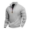 Sweat-shirt décontracté de sport à manches longues et demi-zip pour homme, lourd, doublé polaire, doux pour la peau, chaud, à col montant