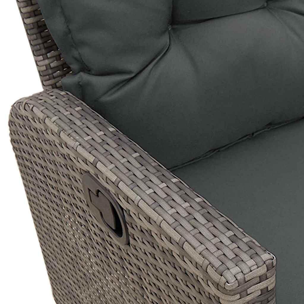 3 Piece L Shaped Garden Sofa Set with Cushions Grey PE Rattan