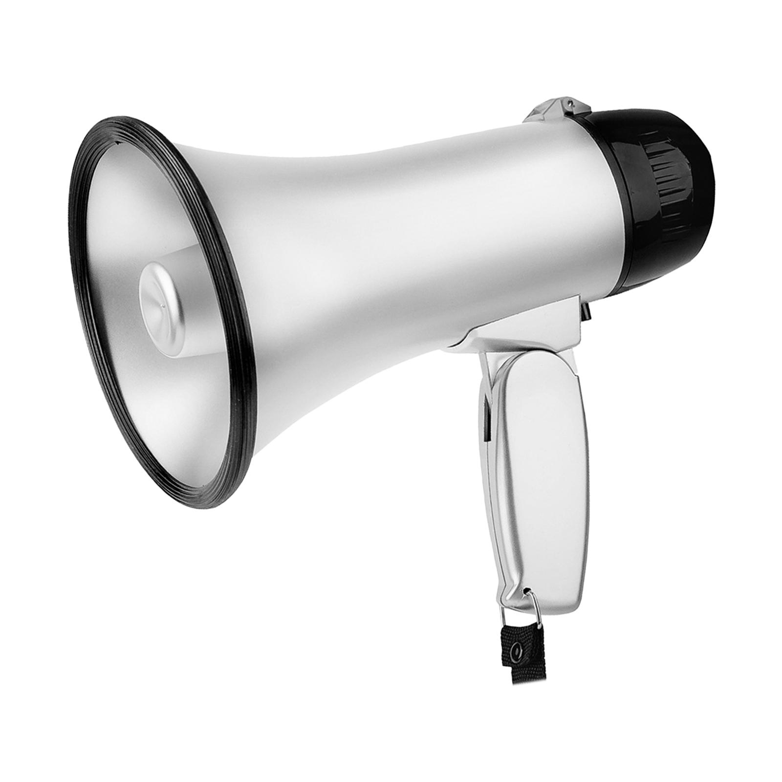 

Портативний мегафон Bullhorn, регульований запис голосу, будильник Bullhorn Speaker для футболу, баскетболу, футболу, срібний