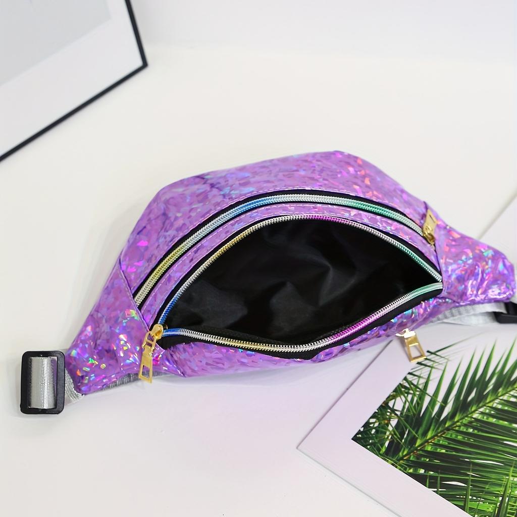 Bauchtasche Damen Laser Holografische Pailletten Brusttasche Umhängetasche Crossbody Tasche Damen Vielseitige Tasche Trendige Outdoor Sport Mode Handy Tasche