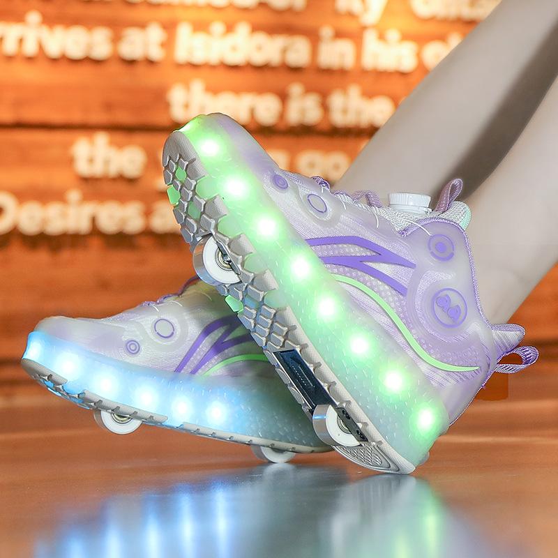 Inline Skate Shoes Children's Deformation Shoes 2 Wheel Roller Skates Dual-use Roller Skates for Boys and Girls LED Sneaker