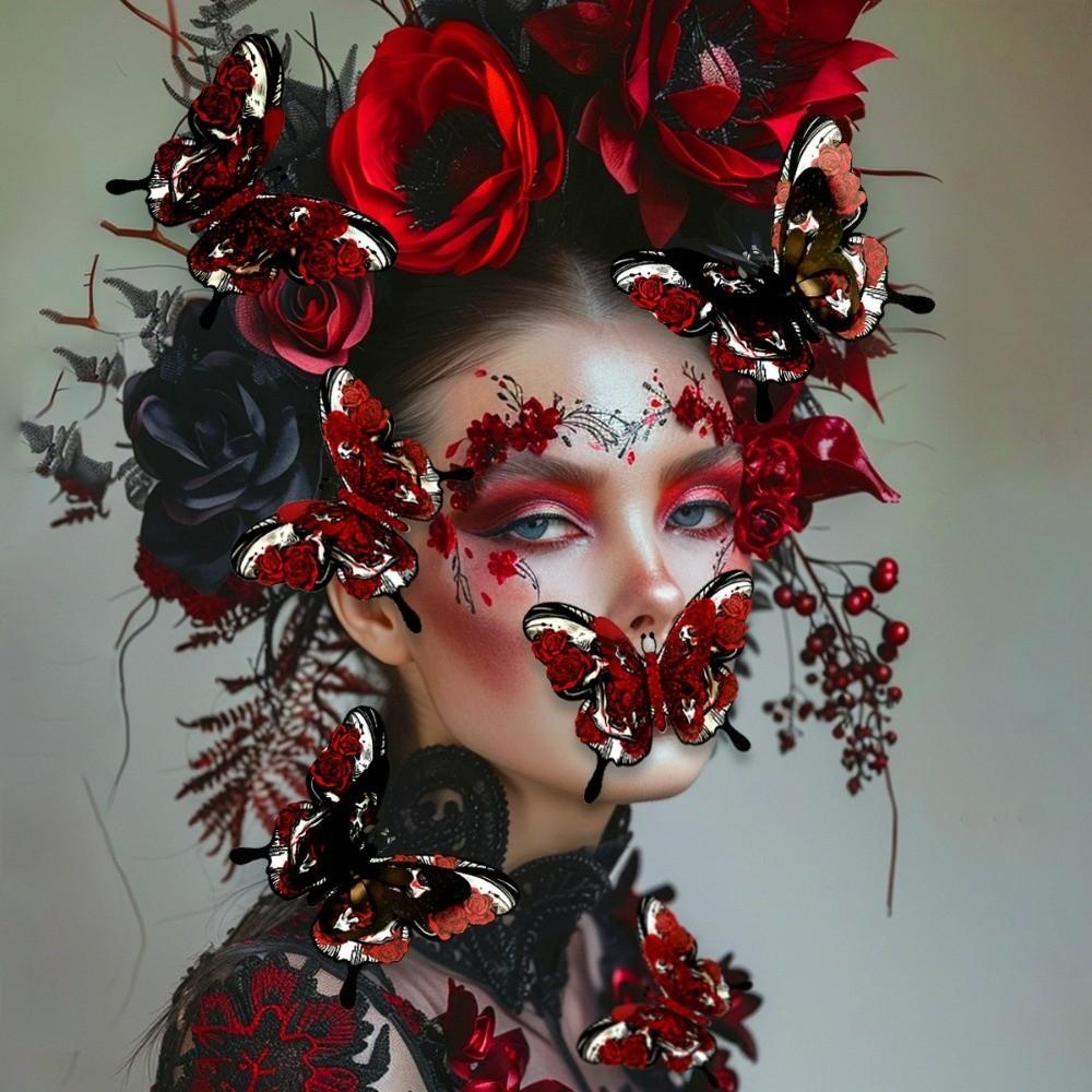 PVC Helovīna sienas uzlīmes Izgrieztas 3D tauriņu tapetes Dekāls Mājas dekorācija