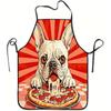 1pc, A Fun Apron Featuring a Bulldog Eating Pizza with an Adjustable Belt Is Perfect for Cooking In The Kitchen, Gardening, Frui