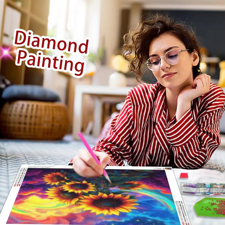 DIY 5D Diamond Painting Landscape Lakeview Full Round Embroidery Kit Starry Sky Modern Friend Gift Home Decor