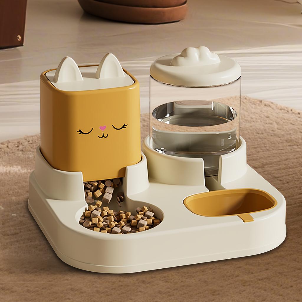 1SET Automatic Intelligent Feeding Integrated Pet Feeder, with Wet and Dry Food Separation Function and Automatic Water Supply System.