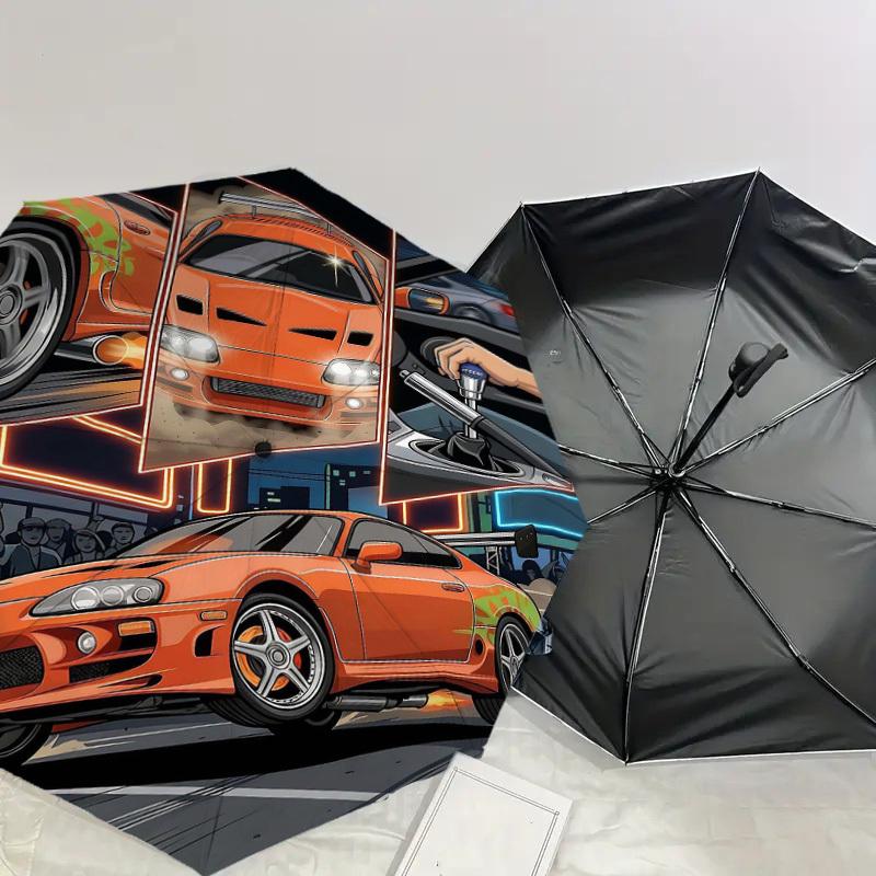 1PC car racing Umbrella-8-Rib Reinforced Portable Folding Travel Suitable for All Seasons Outdoor Daily Use -J0349