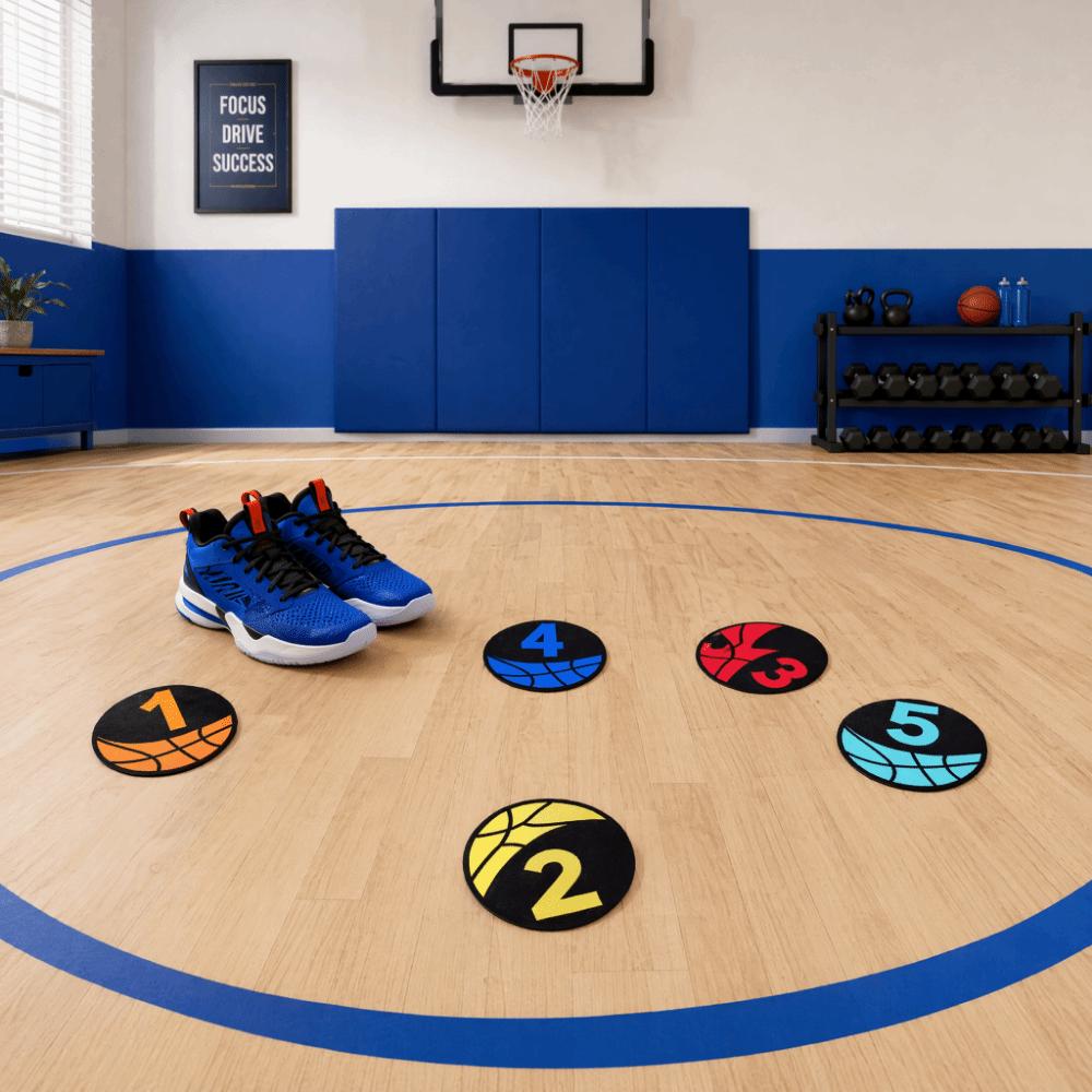 6PCS Rubber Basketball Spot Marker Anti-Slip Numbered Practice Mats  Basketball Dribbling