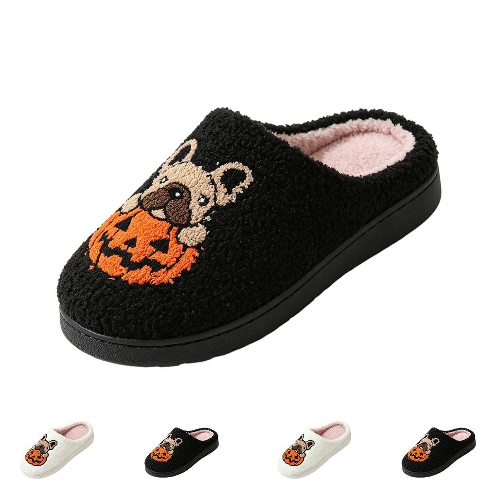 Damen Halloween Kürbis Baumwoll Hausschuhe für Winterwärme
