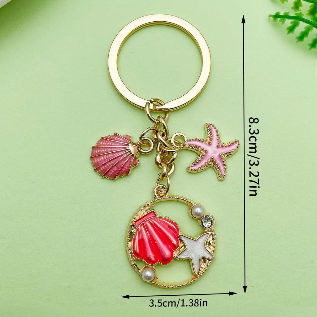 Creative Alloy Seashell and Pearl Keychain Pendant
