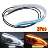 1/2Pcs Durable 30cm DRL LED Strip 12V RGB Yellow Brake Flow Lights Universal Turn Signal