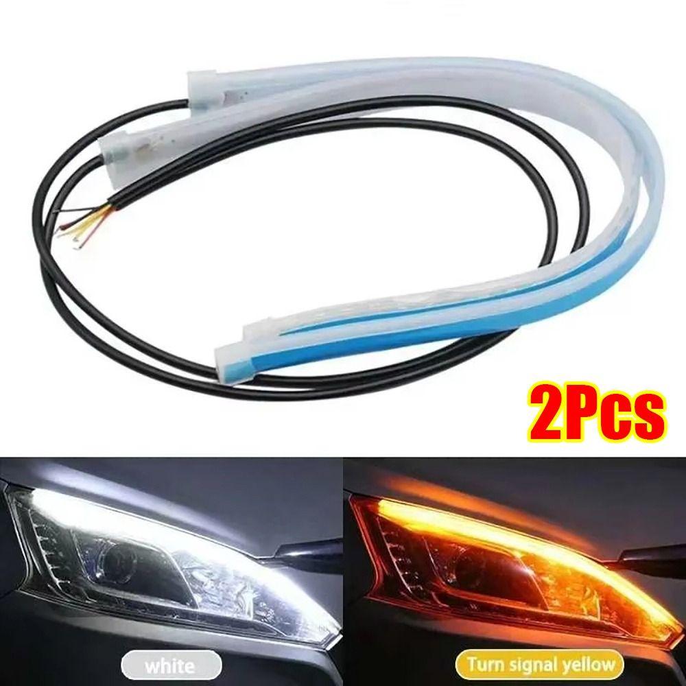 1/2Pcs Durable 30cm DRL LED Strip 12V RGB Yellow Brake Flow Lights Universal Turn Signal