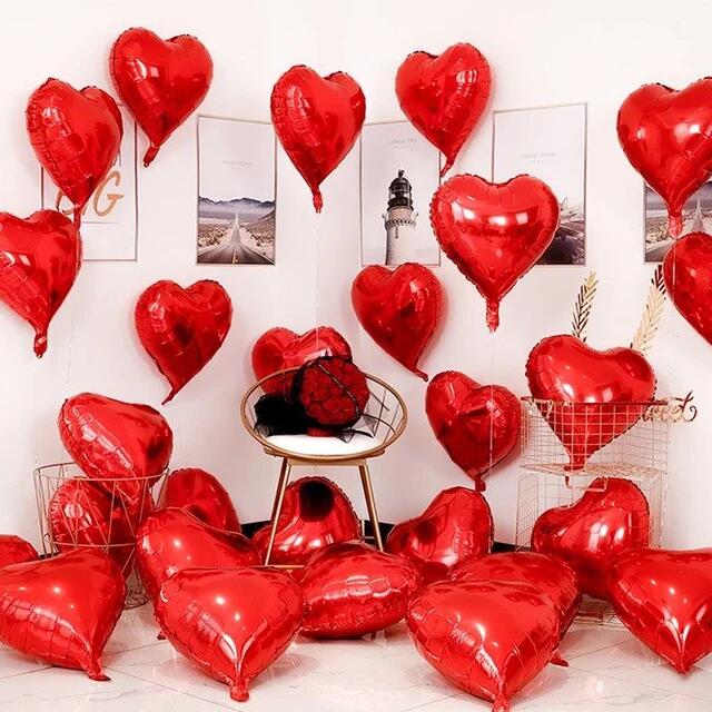 10pcs 10/18inch Heart Shape Foil Balloons Wedding Birthday Propose Marriage Party Decorations Aluminum Foil Air Balls Globos