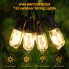 Solar T22 Outdoor String Lights with Remote Controls 8 Lighting Modes LED Shatterproof Globe Bulb IP45 Waterproof Patio Light