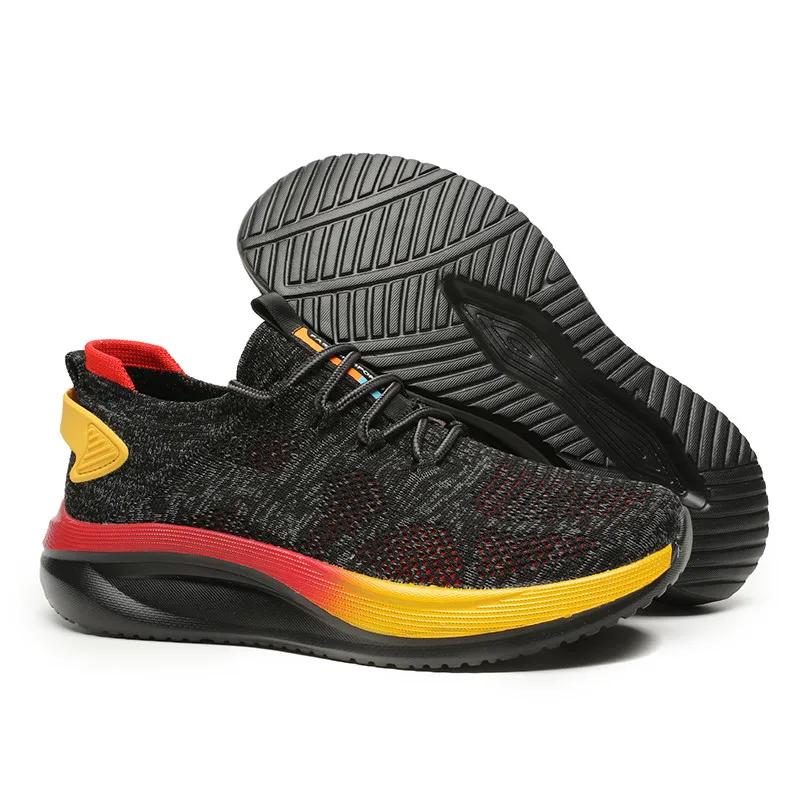 Trendy Grey Light Casual Sneakers Men Shoes Comfortable Socks Running Shoes Low Cut Breathable Mesh Large Size 46 Man Sneakers