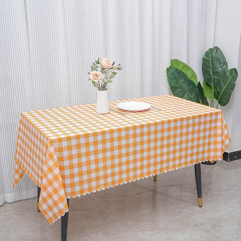 Simple Checkered Lace Tablecloth Kitchen Dining Table Waterproof Oil Proof Table Cloth Party Decoration Kitchen Linens