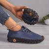 2025 Women's Soft Leather Casual Shoes - Stitching Rubber Sole, Sizes 35-45