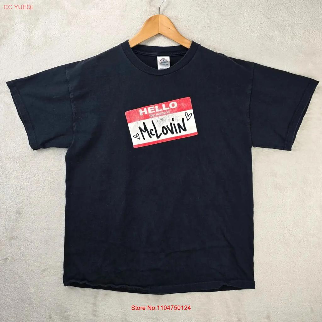 Vintage Superbad Movie T Shirt Mens Large Black Hello My Name Is Mclovin Y2K Vintage Washed Stretched Designer Clothes