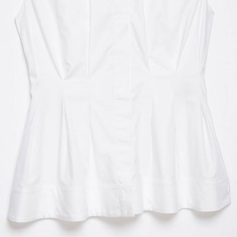 Womens Fashion Solid Sleeveless Pleated Fitted Blouse Versatile Top Work