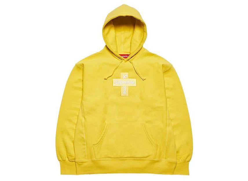 Supreme Cross Box Logo Hooded Sweatshirt Yellow