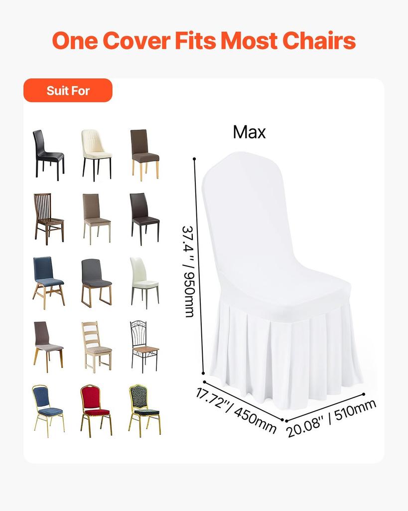 30 Pcs White Chair Covers, Polyester Spandex Chair Cover, Stretch Slipcovers for Wedding Party Dining Banquet Flat-Front Chair Covers, Fits Chair