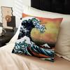 The Great Wave Off Kanagawa Art Pillow Covers Cartoon Sofa Decorative Home Double-sided Printing Short Plush Cute Cushion Cover