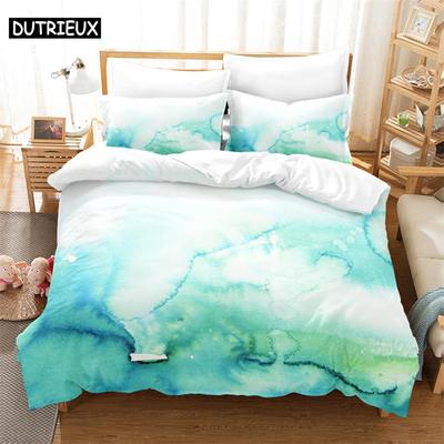 3D Digital Printed Queen Size Ink Wash Printing Bedding Duvet Cover Set With Bed Linen