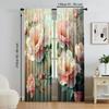 2 pcs   versatile polyester transparent curtains for home decoration Pink & White Floral for use in bedrooms and living rooms