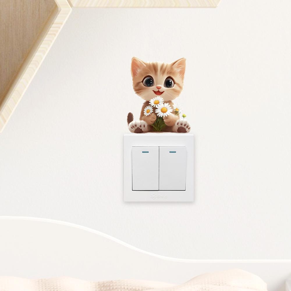 Cartoon Kitten Waterproof Removable Wall & Switch Sticker
