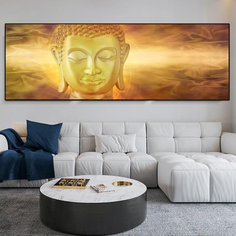 Buddha Statue Pictures Canvas Painting Figure Bamboo Water Lotus Posters and Prints Wall Art for Living Room Home Decor No Frame