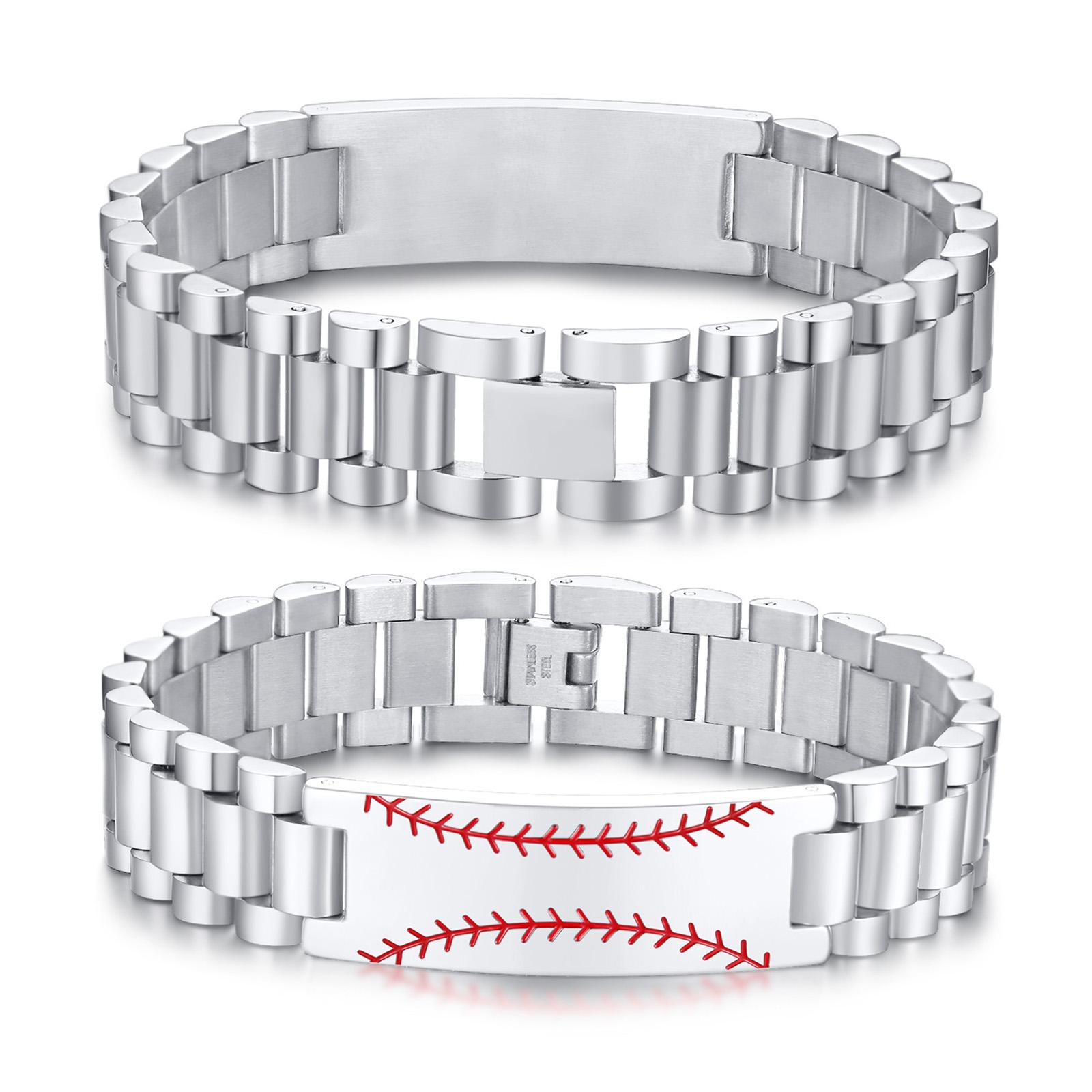 

Men Bracelet,Stainless Steel Wristband,Baseball Watches Band Bracelets for Man Jewelry