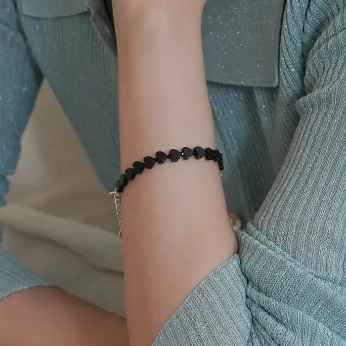 Onyx heart bracelet #B070