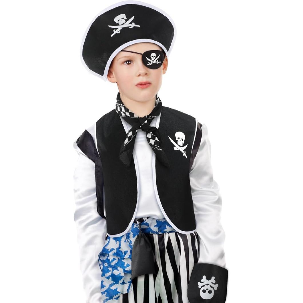 Bencailor 6 Pcs Kids Pirate Costume Accessories Set for Kids Pirate Role Play for Boys Toddlers Girls Halloween Party Cosplay Dress up
