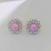 Fashion snow pollen diamond zircon stud earrings women's sunflower zircon flower earrings light luxury luxury high-end