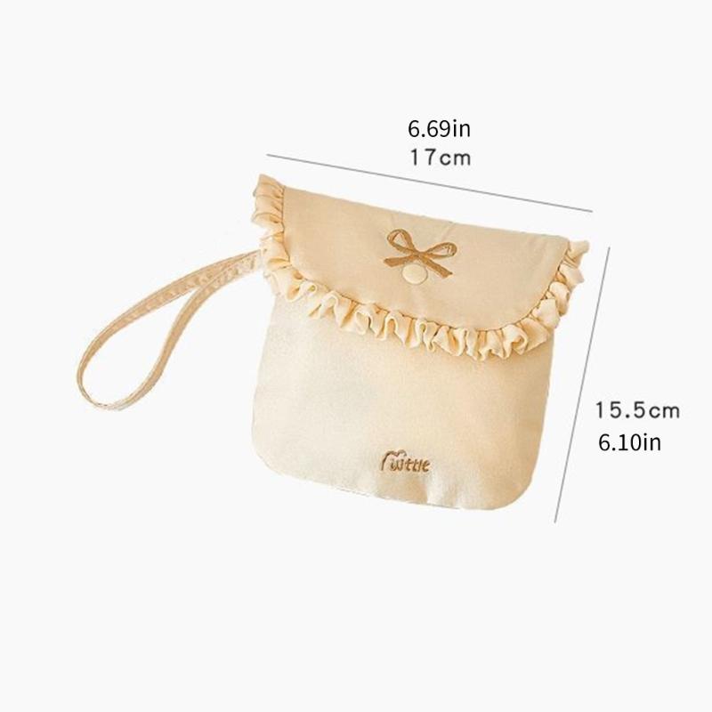 Sanitary Napkin Storage Pouch Stylish Milk Fleece Construction Spacious Interior Holder For Cosmetics Small Items