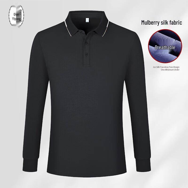 Thickened Long-Sleeve Cotton Polo Shirt XL