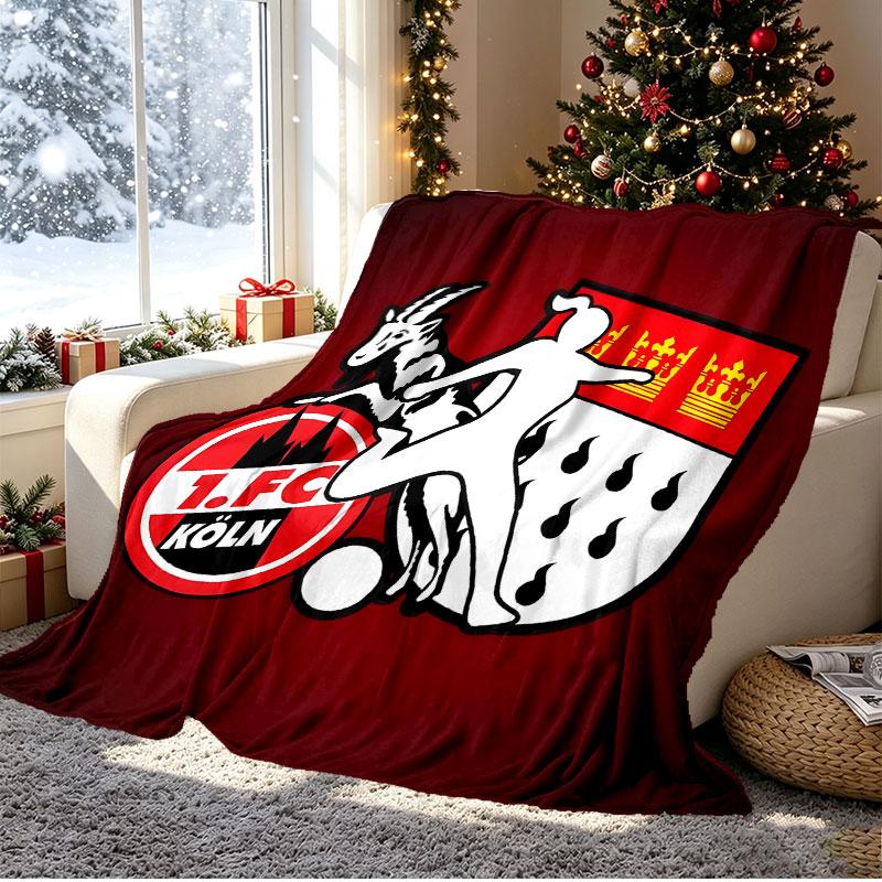 FC Koln Pattern Blanket for Home Decoration, Bed, Sofa, Car Travel, Camping, Suitable for All Seasons, Birthday Christmas Gift