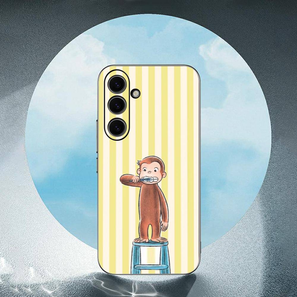 Cute Mokey G-GeorGes Curious Luxury Black Phone Case For Samsung Galaxy S23 S24 S25 Ultra S22 Plus S21