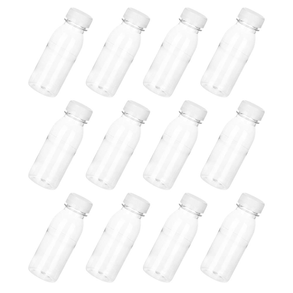 12 Pcs Bottle Drink Bottles Juice Packaging Sub Packing Plastic Transparent with Caps Beverage Thicken Travel