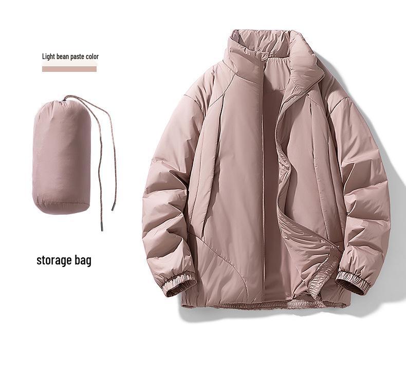 2025 Thickened Winter Cotton Jacket: Casual Solid Color, Stand Collar, Korean Style