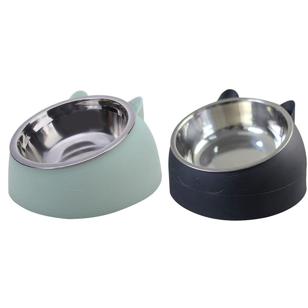 Popular Slanted Stainless Steel Pet Bowl - Detachable, Washable, Anti-Spill Design for Cats & Dogs.