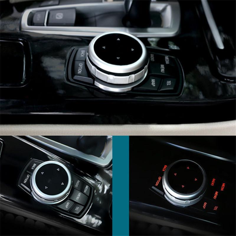 IDrive Car Multimedia Buttons Cover M Emblem Stickers For BMW X1 X3 X5 X6 F30 E90 E92 F10 F18 F11 F07 GT Z4 F15 F16 F25 E60 E61