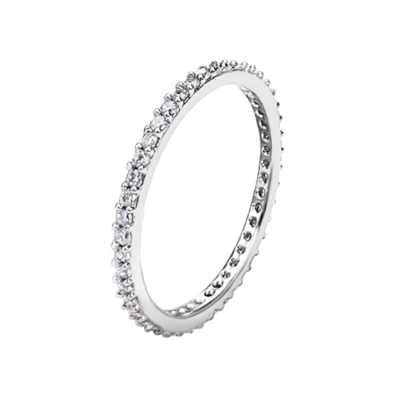 MACIER [S925] 1MM Prong Setting Tennis Ring (White Silver)