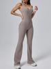 Premium Women's Yoga Suit - Peach Hip-Lifting One-Piece with Flared Pants