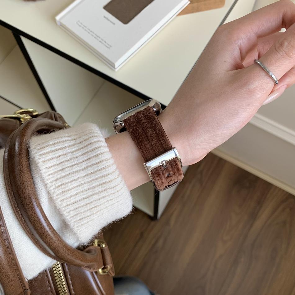 Color Match Corduroy Leather Bracelet For Apple Watch Band S11/10/9/8/7/6/5/Ultra iWatch Strap 49/46/45/44/42/41/40/38mm Casual