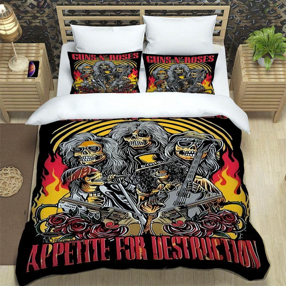 Rock Band Guns N Roses Luxury Bedding Set Duvet Cover Comforter Exquisite Bed Supplies Birthday Gift
