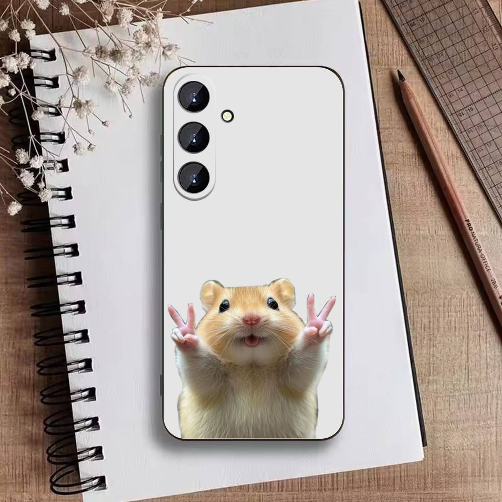 Big-eyed Goofy CAT Mouse Phone Case For Samsung Galaxy A73,21,22,32,71,53,52,51,80,5G Soft Black Cover