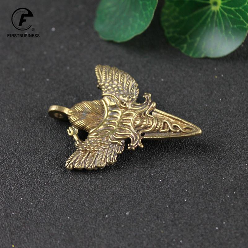 Antique Brass Buddhist Dapeng bird Gohst Face Vajra Pestle Miniature Figurines Ornament Pure Copper Tantric Buddhism Keychains
